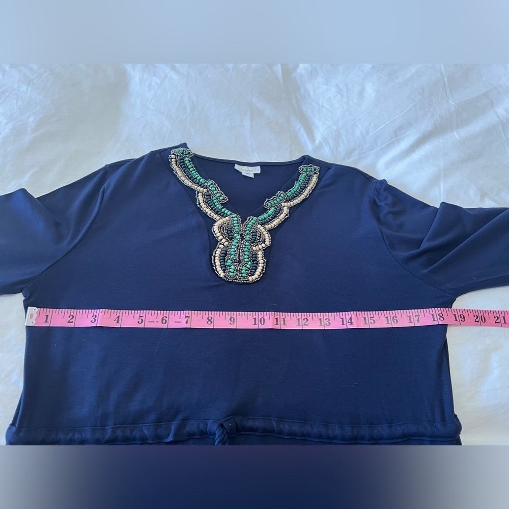 CABANA LIFE | Women’s SZ XS | Blue Beaded V Neck Cover Up Dress Resort Wear - Picture 6 of 10